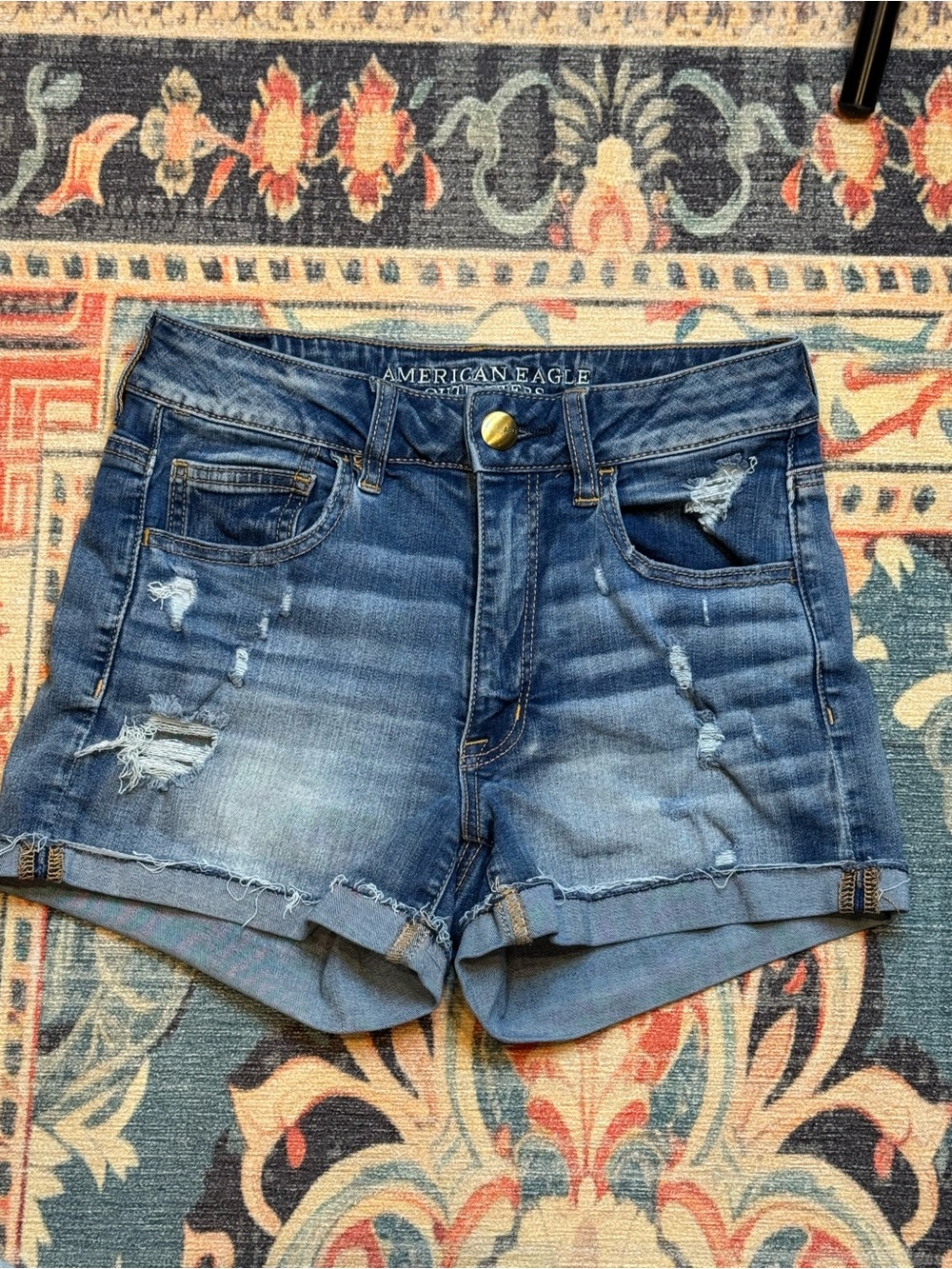 American Eagle Outfitters Distressed Denim Shorts - Blue